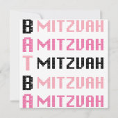 Bat Mitzvah Einladung in rosa und schwarz Thema (Rückseite)