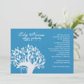 Bat Mitzvah Einladung Lily Naomi Tree Blue (Stehend Vorderseite)