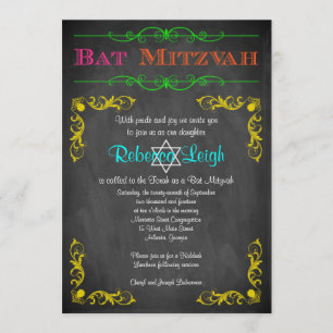 Bat Mitzvah Einladung   Neon Tafel
