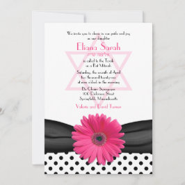 Bat Mitzvah Einladung | Pink Daisy Polka Dot