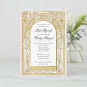 Bat mitzvah Einladung Retro Vintage Blumen (Stehend Vorderseite)