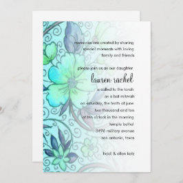 Bat Mitzvah Einladung Sweet Floral Blue