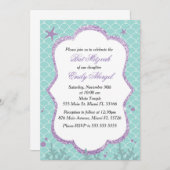 Bat Mitzvah Einladung unter dem Meer Lila Aquamari (Vorne/Hinten)