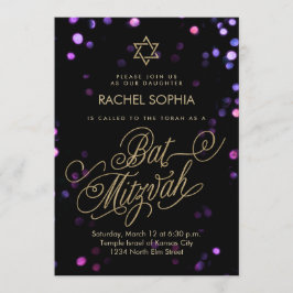 Bat Mitzvah Einladungen | Elegant Lila & Gold
