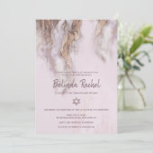 Bat Mitzvah Einladungen| Rose Gold Einladung (Stehend Vorderseite)