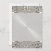 Bat Mitzvah Elegant Alle Silver Filigree Wirbel Einladung (Rückseite)