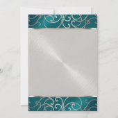 Bat Mitzvah Elegant Aquamarin Blue und Silver Fili Einladung (Rückseite)