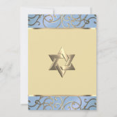 Bat Mitzvah Elegant Dusty Blue und Gold Filigree Einladung (Rückseite)