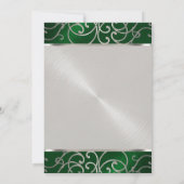 Bat Mitzvah Elegant Emerald Green Silver Filigree Einladung (Rückseite)