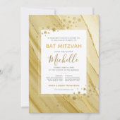 Bat Mitzvah Elegant Gold Glitzer Einladung (Vorderseite)