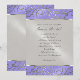 Bat Mitzvah Elegant Lavender Lila Silver Filigre Einladung