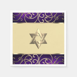 Bat Mitzvah Elegant Lila und Gold Filigree Serviette