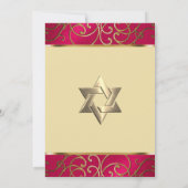 Bat Mitzvah Elegant Magenta Pink Gold Filigree Einladung (Rückseite)