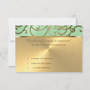Bat Mitzvah Elegant Mint Green Gold Filigree Einladung