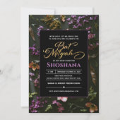 Bat Mitzvah Elegant Modernes Boho Blumenschrift Einladung (Vorderseite)