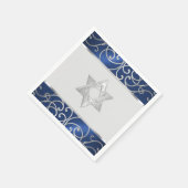 Bat Mitzvah Elegant Navy Blue und Silver Filigree Serviette (Ecke)