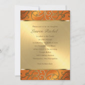 Bat Mitzvah Elegant Orange und Gold Filigree Einladung (Vorderseite)