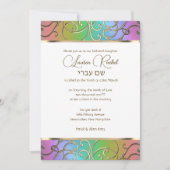 Bat Mitzvah Elegant Rainbow und Gold Filigree Einladung (Vorderseite)