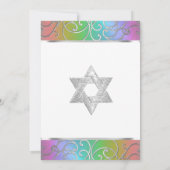 Bat Mitzvah Elegant Rainbow und Silver Filigree Einladung (Rückseite)