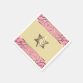 Bat Mitzvah Elegant Rosa und Gold Filigree Serviette (Ecke)
