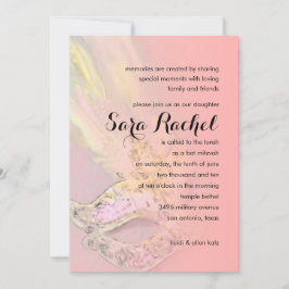 Bat Mitzvah Elegante Masquerade Cornflakes Rosa Ge Einladung