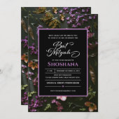 Bat Mitzvah Elegante Moderne Blumenschrift Einladung (Vorne/Hinten)