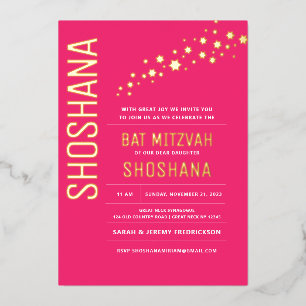 Bat Mitzvah Elegante Moderne ECHTE GOLD-Folie Einl Folieneinladung
