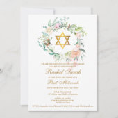 Bat Mitzvah Elegante Watercolor Geflorntes Garten: Einladung (Vorderseite)