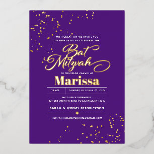 Bat Mitzvah Elegantes Script REAL GOLD  Folieneinladung