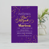 Bat Mitzvah Elegantes Script REAL GOLD Folieneinladung (Stehend vorne)