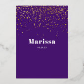 Bat Mitzvah Elegantes Script REAL GOLD Folieneinladung (Rückseite)