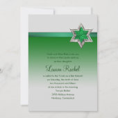 Bat Mitzvah Emerald Green Ombre Ribbon und Star Einladung (Vorderseite)
