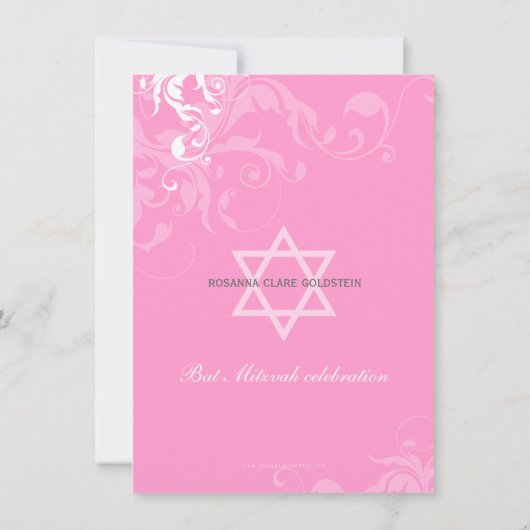 BAT MITZVAH ERSUCHT: Bella 1P Einladung (Rückseite)