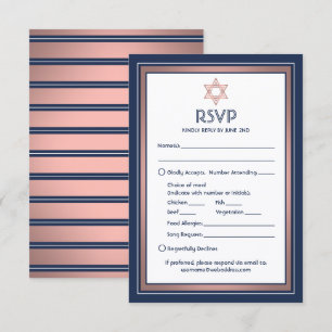 Bat Mitzvah-Essen Optionen Songwunsch Blau & Pink RSVP Karte