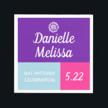 Bat Mitzvah Farbblock Personalisiert Napkins Serviette<br><div class="desc">Farbenfroh und lustig! Anpassen mit dem Vorlagenformular.</div>