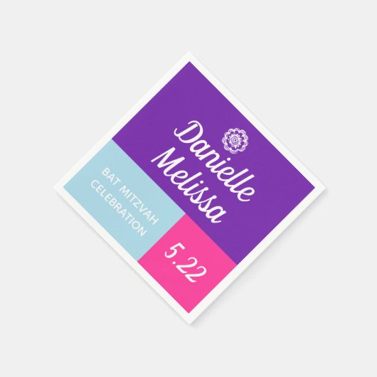Bat Mitzvah Farbblock Personalisiert Napkins Serviette (Ecke)