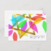 Bat Mitzvah farbenfrohe Petals über Star Einladung (Vorne/Hinten)