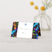 Bat Mitzvah, farbenfroher Paint-Spritzer, kundensp Platzkarte (Rückseite)