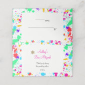 Bat Mitzvah, farbenfroher Paint-Spritzer, kundensp Platzkarte (Außenseite Aufgefaltet)