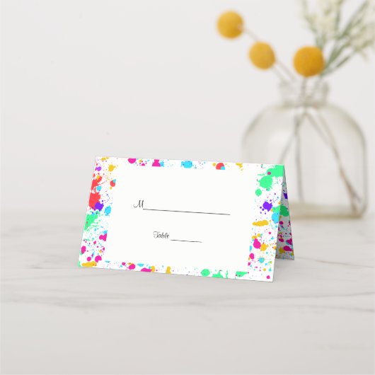 Bat Mitzvah, farbenfroher Paint-Spritzer, kundensp Platzkarte (Rückseite)