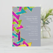 Bat Mitzvah farbenfroher Star von David auf jeder Einladung (Stehend Vorderseite)