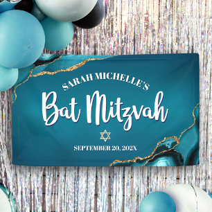 Bat Mitzvah Fette Achat Gold Türkis Ombre Schrift Banner