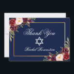 Bat Mitzvah Floral Burgundy Gold Dankeskarte<br><div class="desc">Bat Mitzvah Watercolor Burgundy Marsala Floral Gold Dankeschön Karte</div>