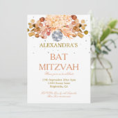Bat Mitzvah Floral Disco Einladung (Stehend Vorderseite)
