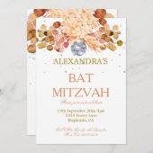 Bat Mitzvah Floral Disco Einladung (Vorne/Hinten)