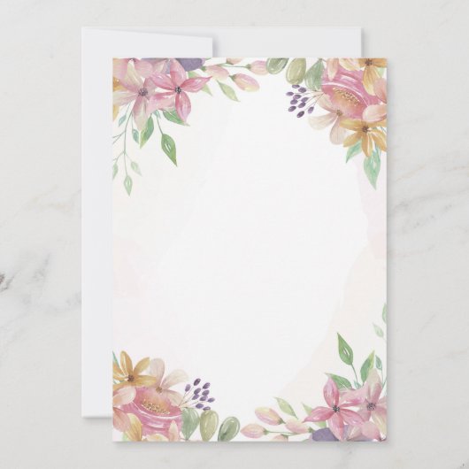 Bat Mitzvah Floral Einladung Glitzer Girl Star (Rückseite)