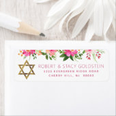 Bat Mitzvah Floral Pink Gold Girl Rücksendeadresse (Insitu)