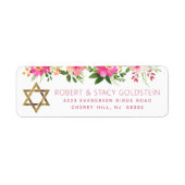 Bat Mitzvah Floral Pink Gold Girl Rücksendeadresse (Vorne)