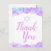 Bat Mitzvah Floral Pink Hydrangea Vielen Dank Postkarte (Vorne/Hinten)