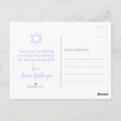 Bat Mitzvah Floral Pink Hydrangea Vielen Dank Postkarte (Rückseite)